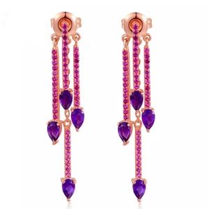 18k GP 925 Sterling silver amethysts earrings